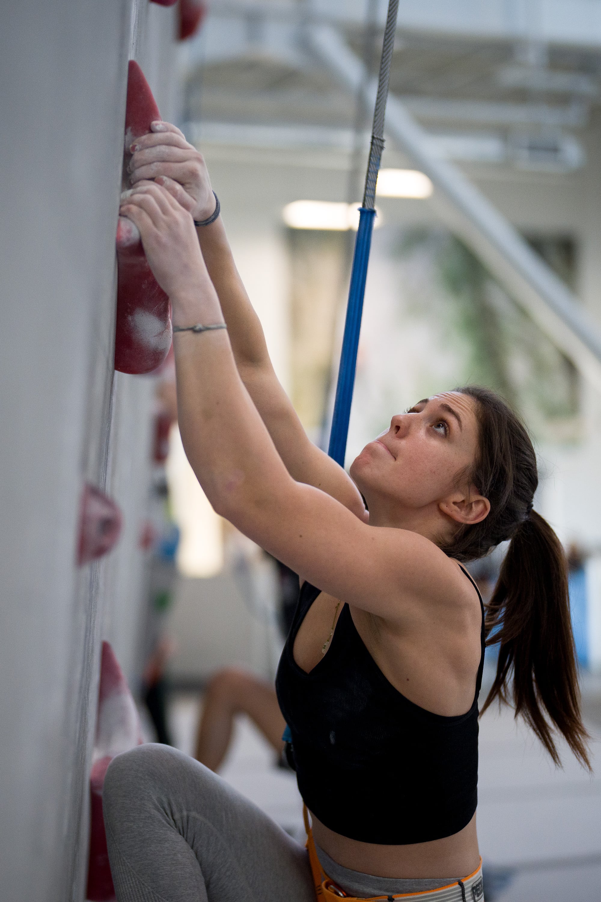 (Trent Nelson | The Salt Lake Tribune) Piper Kelly trains at Momentum Indoor Climbing in Millcreek on Tuesday, Jan. 30, 2024.