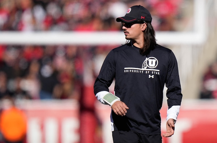 (Francisco Kjolseth  |  The Salt Lake Tribune) Utah’s Cameron Rising during the Utah game against the Arizona State Sun Devils in NCAA football in Salt Lake City on Saturday, Nov. 4, 2023.