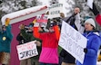 (Francisco Kjolseth  | The Salt Lake Tribune) Park City ski patrollers officially go on strike early Friday, citing unfair labor practices and marking the latest chapter in the union’s negotiations with Park City Mountain and its owner, Vail Resorts on Friday, Dec. 27, 2024.