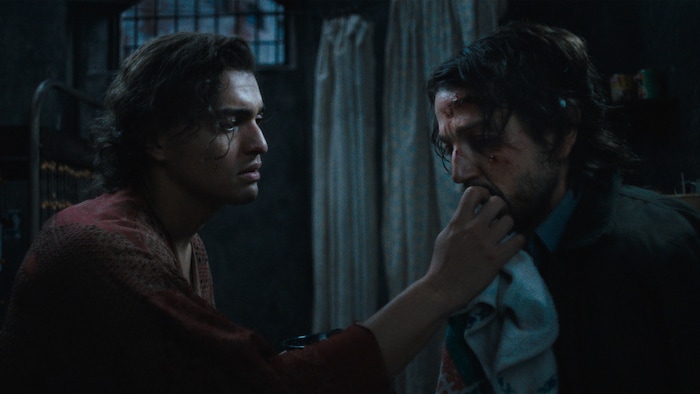 (Sundance Institute) Tonatiuh, left, and Diego Luna star in director Bill Condon's musical remake of "Kiss of the Spider Woman," an official selection of the 2025 Sundance Film Festival, in the Premieres program.