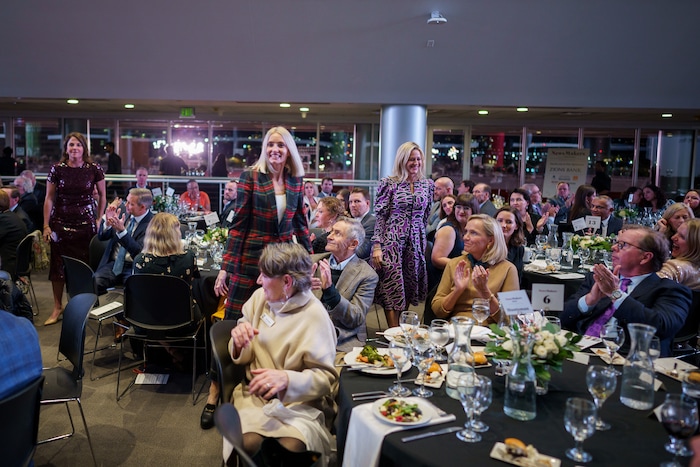 (Trent Nelson  |  The Salt Lake Tribune) Mary Catherine Perry, Emily Bell McCormick and Kristin Andrus of The Policy Project at the NewsMaker Awards  in Salt Lake City on Thursday, Nov. 16, 2023.