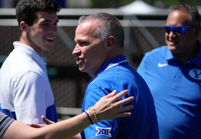 (Francisco Kjolseth | The Salt Lake Tribune) BYU president C. Shane Reese joins the festivities as BYU hosts a big party following their entrance into the Big 12 Conference on Saturday, July 1, 2023.