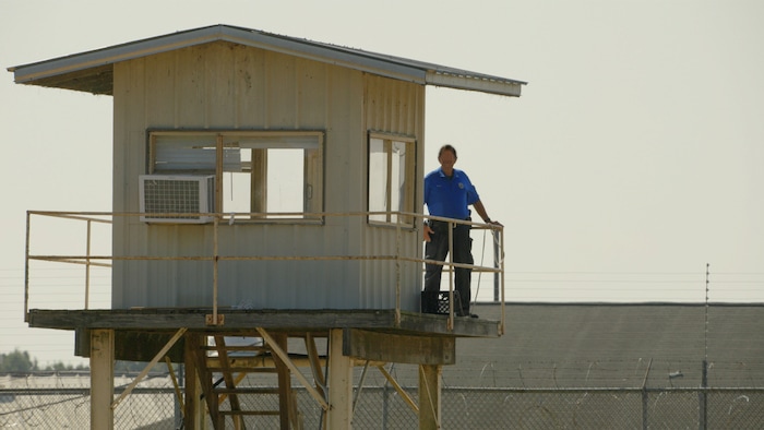 (Sundance Institute) A guard tower at an Alabama prison, seen in the documentary "The Alabama Solution," directed by Andrew Jarecki and Charlotte Kaufman, an official selection of the 2025 Sundance Film Festival in the Premieres program.