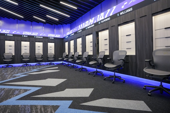 (Chris Samuels | The Salt Lake Tribune) The Utah Jazz locker room at the Delta Center, Friday, Nov. 1, 2024.