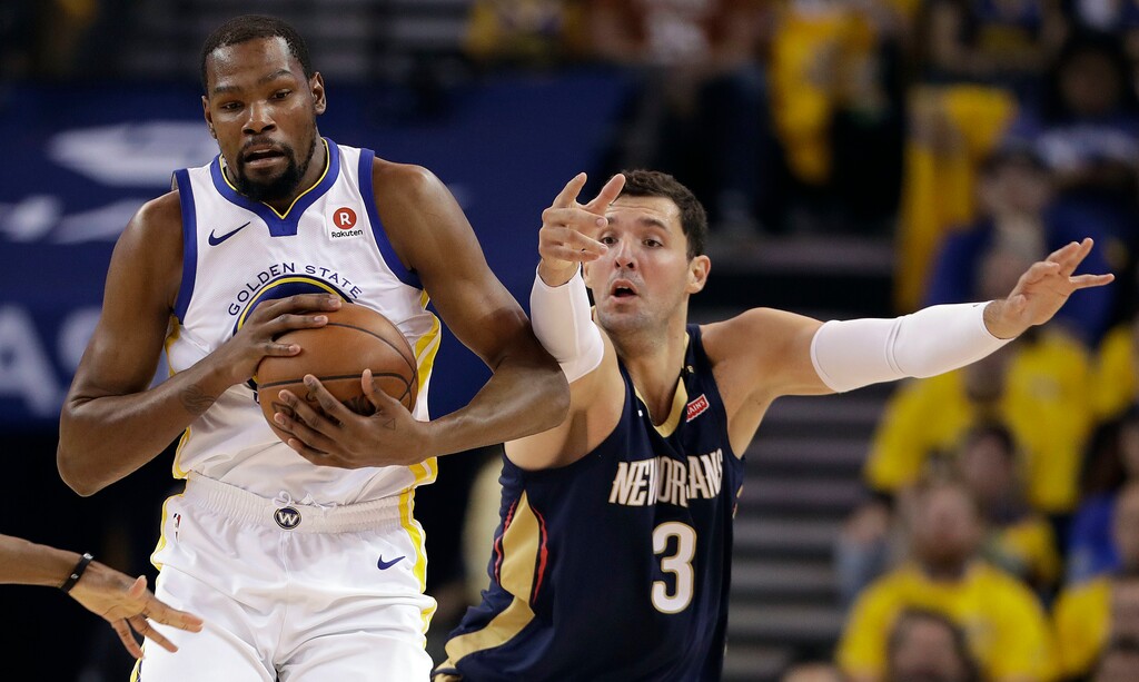 Curry Durant lead Warriors into Western Conference finals with 113 104 win over Pelicans