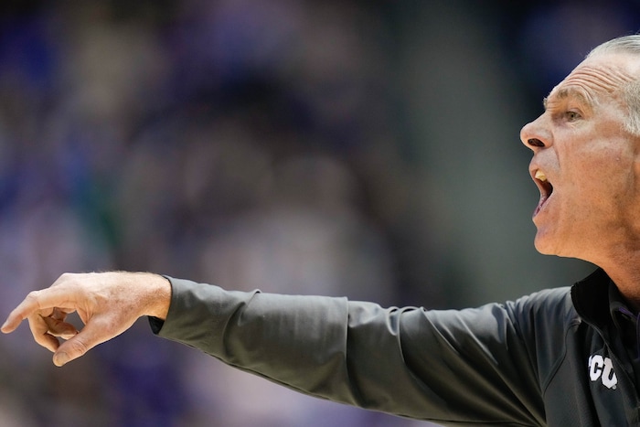 (Francisco Kjolseth  |  The Salt Lake Tribune) TCU Horned Frogs coach Jamie Dixon during an NCAA college basketball game against TCU Saturday, March 2, 2024, in Provo, Utah.