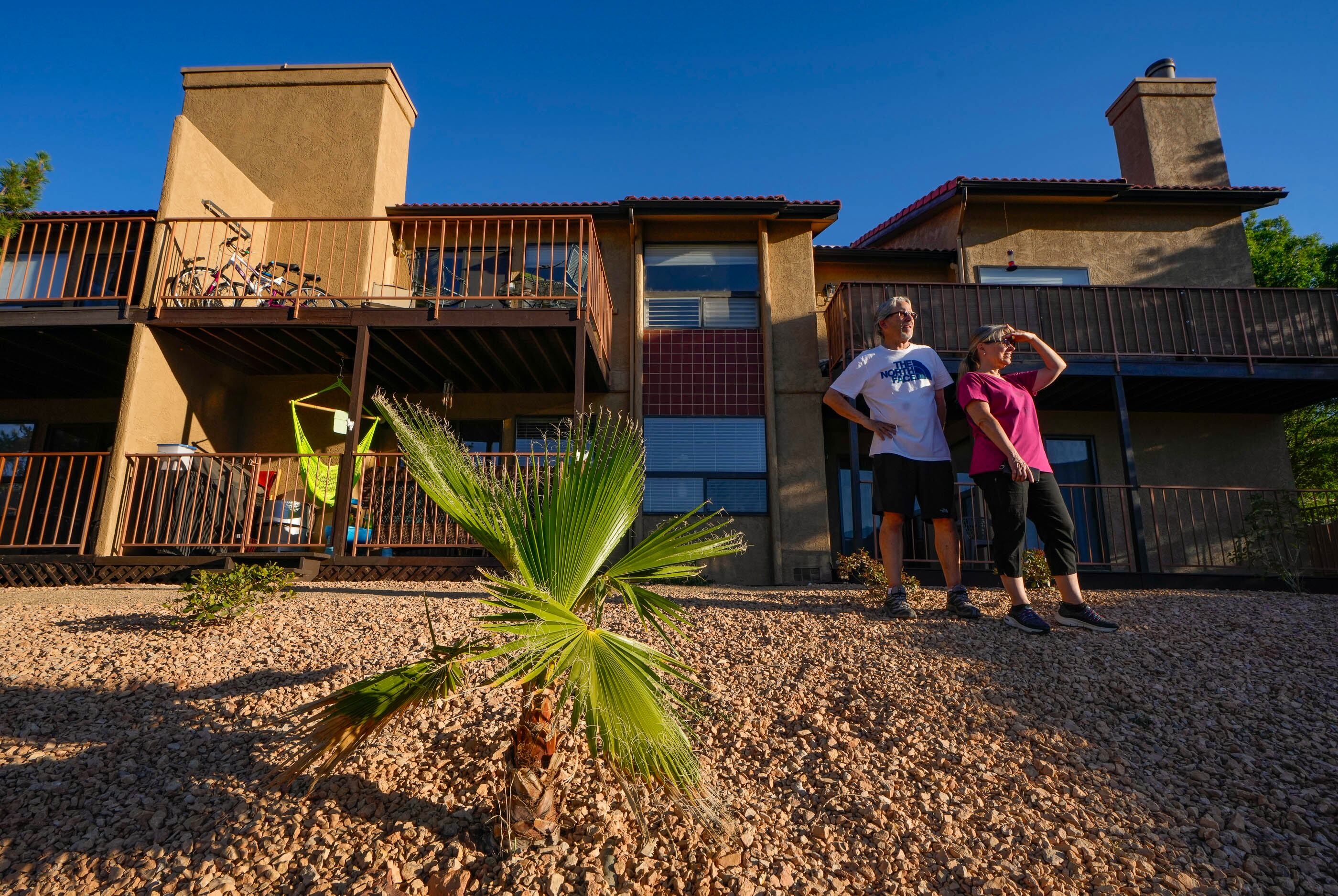 (Francisco Kjolseth | The Salt Lake Tribune) Aubrey Quick and husband Dale Hawkins in their community on Tuesday, June 11, 2024.