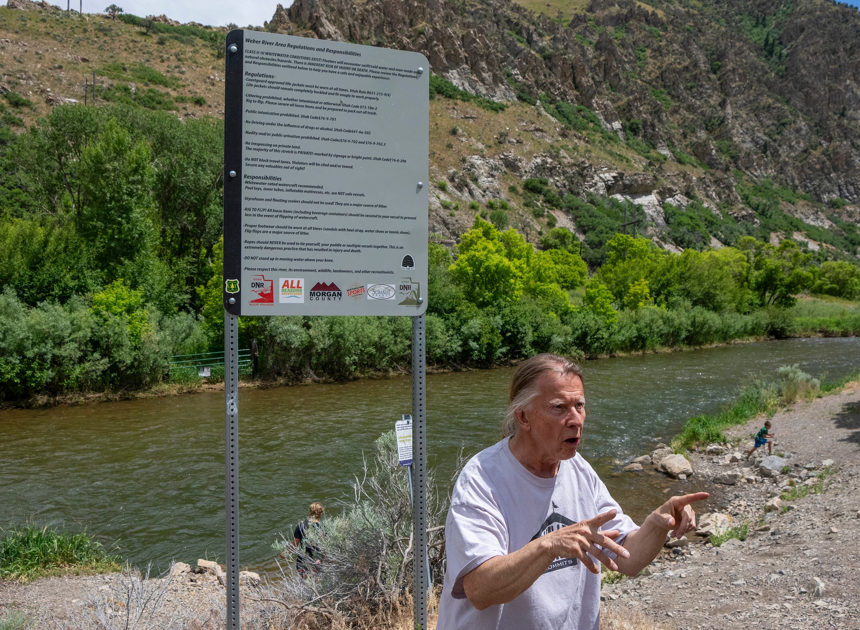 (Rick Egan | The Salt Lake Tribune) Kent Singleton speaks to The Salt Lake Tribune at the Taggart takeout point on the Weber River, on Friday, June 21, 2024.