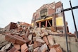 (Chris Samuels | The Salt Lake Tribune) The remains of the Fifth Ward meetinghouse on 300 West in Salt Lake City on Monday, April 1, 2024. On Sunday, March 31, the historic building underwent an unauthorized demolition, which was halted by Salt Lake City officials.