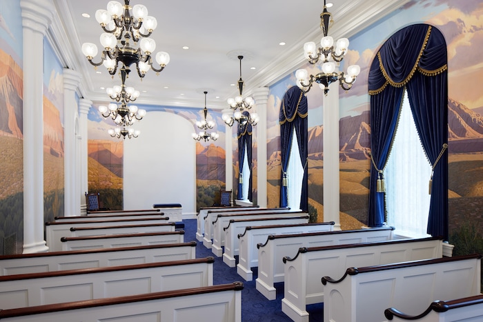 (The Church of Jesus Christ of Latter-day Saints) An ordinance room in the St. George Temple, released Wednesday, Sept. 5, 2023.