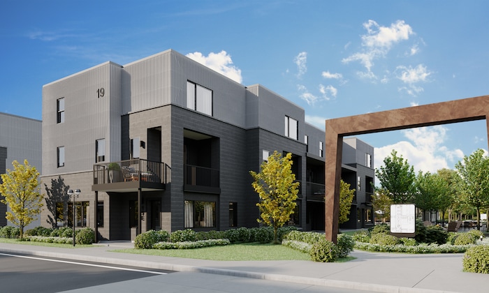 (CW Land Co.) A rendering of the exterior of one of the apartment buildings in theYARD, C.W. Urban's 8.58-acre build-to-rent development in Salt Lake City's Fairpark neighborhood.