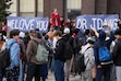 (Francisco Kjolseth  | The Salt Lake Tribune) Asher Lucas, West High School's student body president, joins a school walkout as he expresses his support for Principal Jared Wright, who was recently placed on administrative leave without explanation, Friday, Jan. 17, 2025.