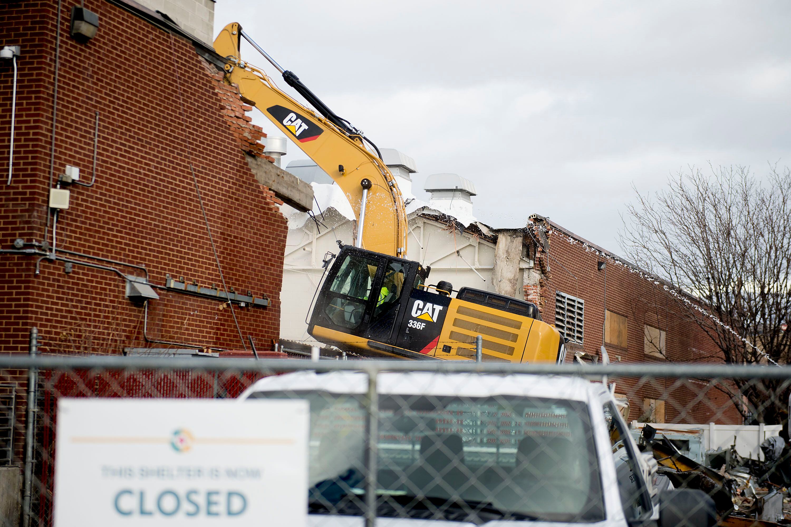 (Jeremy Harmon | The Salt Lake Tribune) Demolition begins on the Road Home shelter in Salt Lake City on Monday, January 27, 2020.