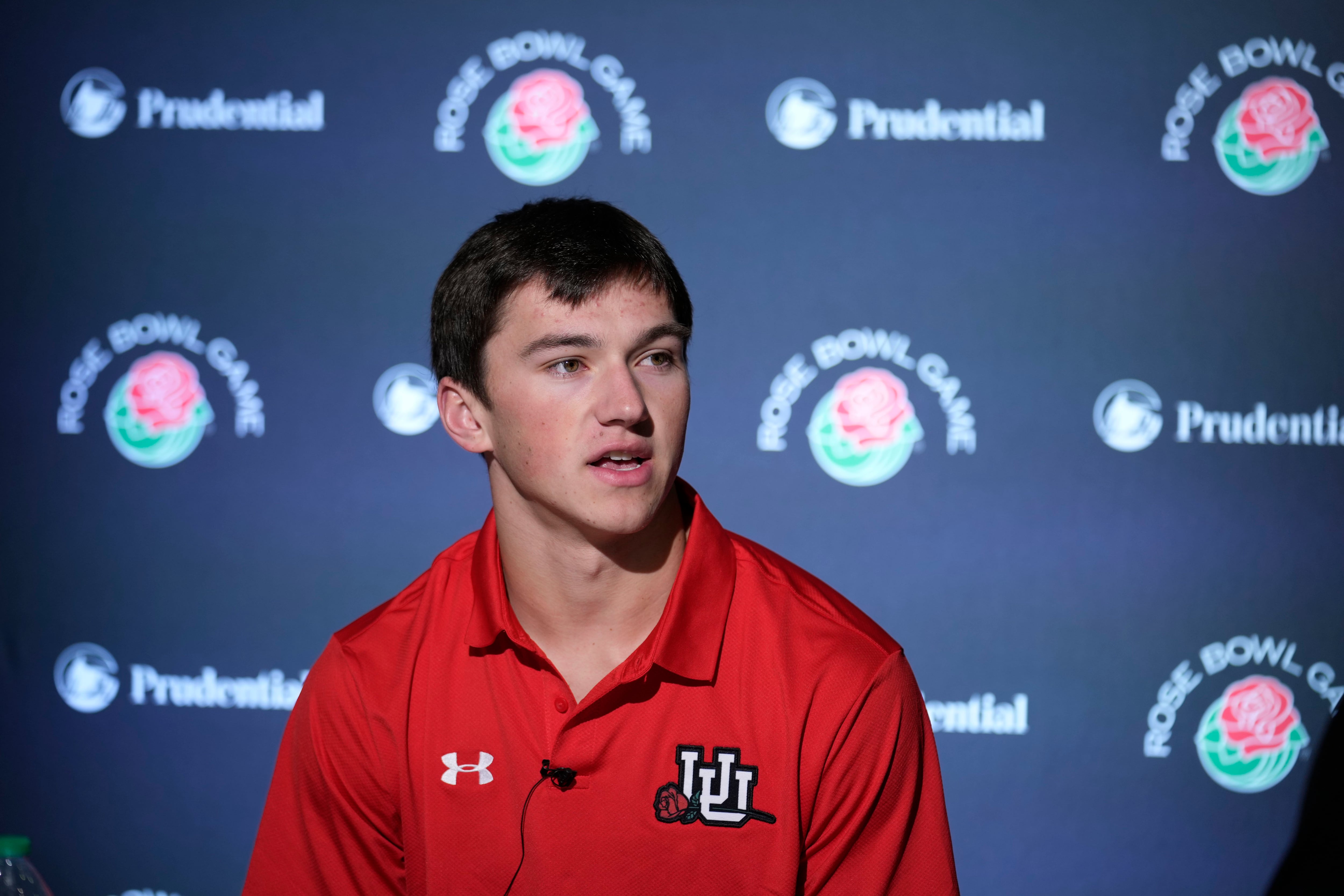 (Marcio Jose Sanchez | AP) Utah safety Cole Bishop answers questions during a press conference ahead of the Rose Bowl NCAA college football game against Penn State, Thursday, Dec. 29, 2022, in Los Angeles.