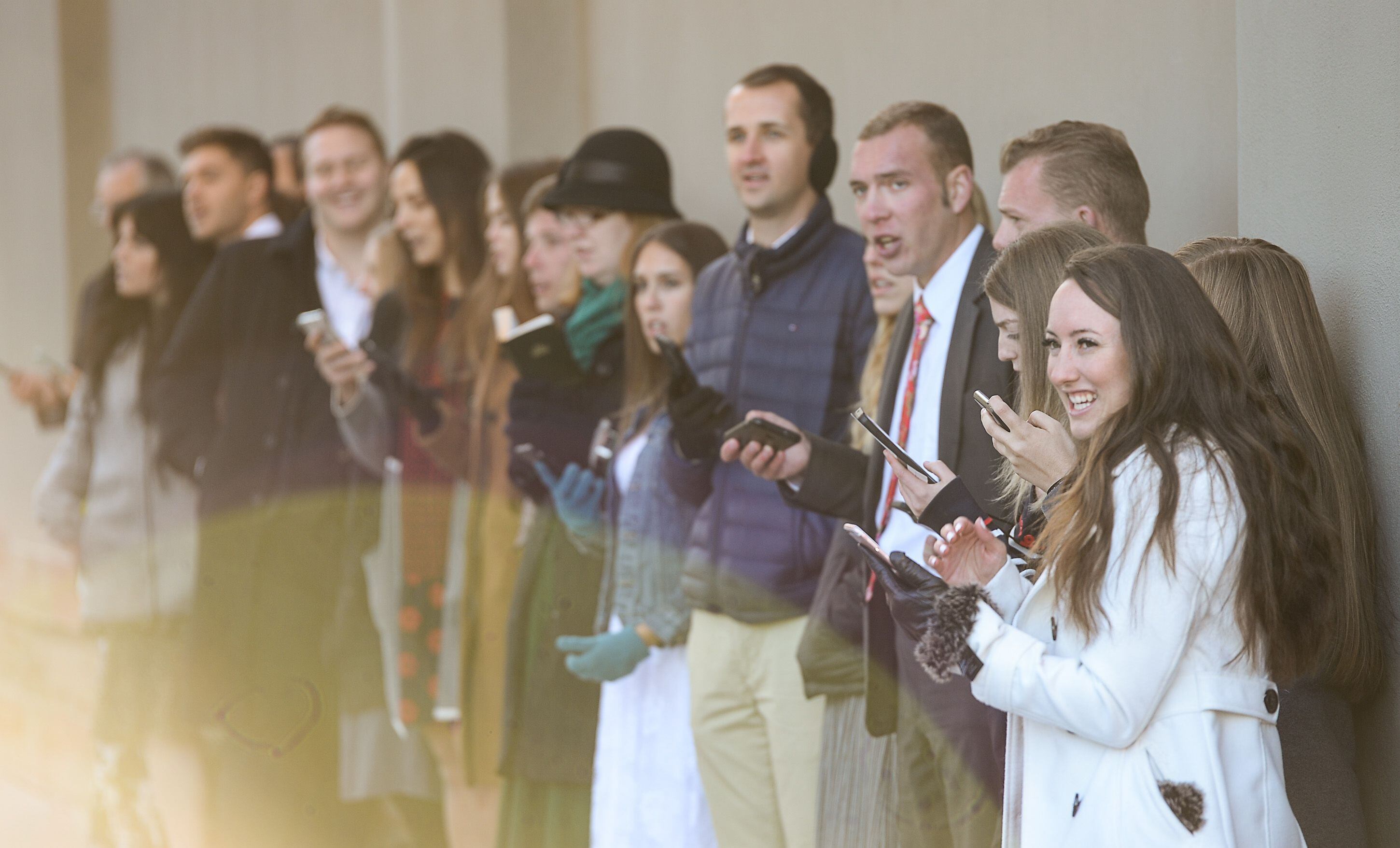 (Francisco Kjolseth | The Salt Lake Tribune) The faithful sing hymnals as people arrive for the Sunday session of the 189th twice-annual General Conference of The Church of Jesus Christ of Latter-day Saints at the Conference Center in Salt Lake City on Sunday, Oct. 6, 2019.